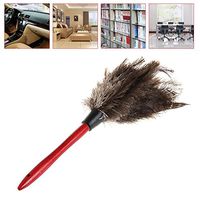 ECYC Ostrich Feather Dusters Anti-Static Fur Dust Cleaning Brush with Wooden Handle,14"