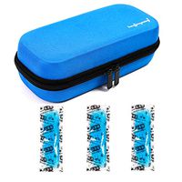 Vianber Insulin Portable Cooler Case with Temperature Display EVA Hardshell Waterproof Medical Supplies for The Diabetic with 3 Ice Packs (Blue)