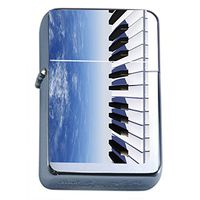 Piano Keys Flip Top Oil Lighter Em2 Smoking Cigarette Silver Case Included