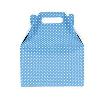 12CT(1 Dozen) Large Biodegradable, Kraft/Craft Favor, Treat Gable Boxes (Large, Polka Dot Light Blue)