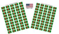 Made in USA! 100 Country Flag 1.5" x 1" Self Adhesive World Flag Stickers, Two Sheets of 50, 100 Sticker Flags Total (Bangladesh)