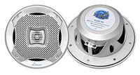 Lanzar 5.25" Marine 2-Way Speakers - Water Resistant Audio Stereo Sound System with 400 Watt Power, Attachable Grills and Resin Treatment for Indoor and Outdoor Use - 1 Pair in - AQ5CXS (Silver)