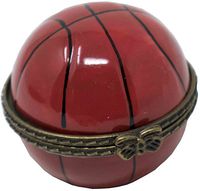 Basketball Shaped Porcelain Pocket Purse Portable Travel Pill Box & Medicine Organizer (1 Large Compartment)