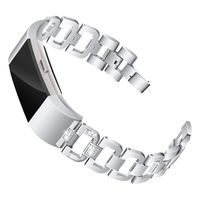 Mtozon Bands Compatible with Fitbit Charge 2, Metal Bands with Rhinestone Bling Replacement Bracelet Women, Silver