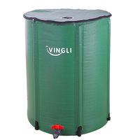 VINGLI 66 Gallon Collapsible Rain Barrel, Portable Water Storage Tank, Rainwater Collection System Downspout, Water Catcher Container with Filter Spigot Overflow Kit