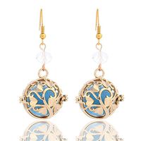 GIONO Tree Heart leaf Crystal Cage Aromatherapy Essential Oil Diffuser Locket Lava Stone Earring Set