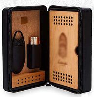 CHOUCHOU Ashtray, Zigarrenhumidor, Cedar Cigar Box, Crocodile Pattern, Leather Cigar case Set (Color: Black),Colour:Brown (Color : Black)