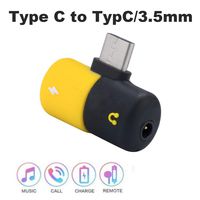 New  Type C Adapter, Tuscom Creative Capsule Pill Shape Fast Charging Type C to 3.5mm Female Audio Cable Charger Lighting Charging Adapter Splitter for Samsung (Black)