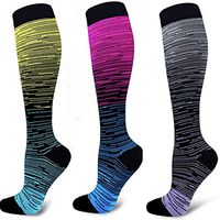 ZFiSt Compression Socks Women Men Nurse, 2/3/4Pair 20-30 mmHg Sport Running Compression Socks for Edema Diabetic Varicose Veins Flight Pregnancy (3Color3, Small/Medium)