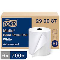 Tork Matic Advanced Paper Towel Roll H1, Paper Hand Towel 290087, 100% Recycled Fiber, High Absorbing, High Capacity 1-Ply, White - 6 Rolls x 700 ft