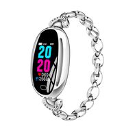 Fitness Tracker Activity Tracker Waterproof Color Screen Fashion Women Watch Heart Rate Blood Pressure Monitoring Smart Bracelet Step Counter Calorie Pedometer Bluetooth Wristband Lady Gift (Silver)