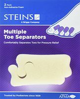 Steins Toe Separators, Non Adhesive, Non-Irritating, Washable Foam, Reduces Pain and Pressure from Corns, Bunions, Calluses and Hammertoes, Pedicure Divider, Auxiliary Device for X-ray Exams, 2 Count