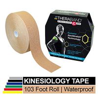TheraBand Kinesiology Tape, Waterproof Physio Tape for Pain Relief, Muscle & Joint Support, Standard Roll with XactStretch Application Indicators, 2 Inch x 103.3 Foot Bulk Roll, Beige/Beige