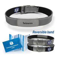 "SEIZURES" Sport/Slim Reversible Medical Alert ID Bracelet for Men and Women