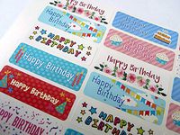Pack of 32 Colorful Happy Birthday Greeting Stickers, Labels for Cards, Envelopes & Gifts