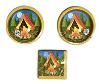 Creative Converting Camp Out Party Plates (16) Napkins (16) Party Bundle