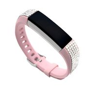 EPYSN Replacement Bands Compatible for Fitbit Alta/Alta HR,Bling Silver Rhinestone Accessories Dressy Bracelet Band Wristband for Women (Pink)