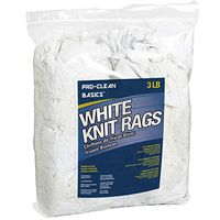 Pro-Clean Basics White T-Shirt Cloth Rags: 3 lb. Bag, Model:A99300