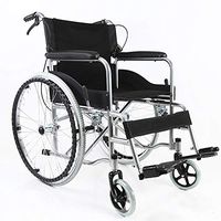 Wheelchair Medical Equipment Portable Transport Folding Portable Travel Chair with Seated Disabled Elderly Driver Push Scooter Walker Assist Devices (Color : Black)