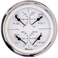 Faria Chesapeake Ss White 4" Multifunction 4 In 1 Combination Gauge W/Fuel, Oil, Water & Volts