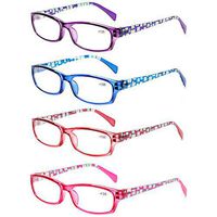 NORPERWIS 4 Pairs Unisex Readers Quality Rectangular Reading Glasses for Men Women (4 Pack Mix Color, 1.25)