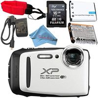 Fujifilm FinePix XP130 Digital Camera (White) #600019827 + Camera Floating Strap + Replacement Lithium Ion Battery + Microfiber Cloth Bundle