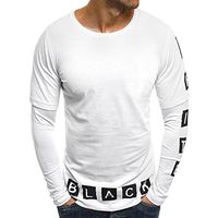 Clearance Sale! ! Charberry Mens Long Sleeve Top Casual Printed Letters Patchwork Long Sleeve Tops Blouse (US-M/CN-L, White)