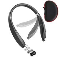 ZMunited Foldable Bluetooth Headphones, Wireless Bluetooth 5.0 Neckband Headset with Retractable Earbuds, CVC6.0 Noise Cancelling Mic for Cellphone Tablets TV