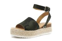 Womens Casual Espadrilles Trim Rubber Sole Flatform Studded Wedge Buckle Ankle Strap Open Toe Sandal (7.5 M US, Camofalge)