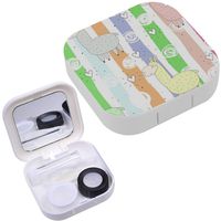 Portable Contact Lens Case Box Travel Kit Mirror + Bottle + Tweezers Container Holder [ Cute Funny Llama ]