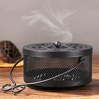 JUST N1 Mosquito Coil Holder with Cover Retro Petal Iron Art Tray Portable Mosquito Incense Burner Box Decor for Home Garden Camping Office