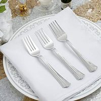 Efavormart 125 Pieces - Silver Plastic 7" Fork for Wedding Party Banquet Events Buffets - Picturesque Collection