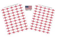 Made in USA! 100 Country Flag 1.5" x 1" Self Adhesive World Flag Scrapbook Stickers, Two Sheets of 50, 100 International Sticker Decal Flags Total (England St George Cross)
