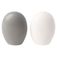 Modern Salt & Pepper Shakers Made of, Chip-free Ceramic - Contemporary Mill Set for Modern Kitchen Decor - Easy to refill, White & Grey Set