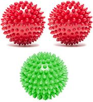 Bcurb Spiky Massage Ball for Total Body Myofascial Release and Self Massage, Perfect for Plantar Fasciitis, Golfers Elbow and Tennis Elbow (Red - 2 Ball + Green - 1 Ball, 3 Inches)
