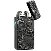 Kivors USB Rechargeable Windproof Flameless Electronic Plasma Pulse Double Arc Lighter Chinese Dragon Loong Lighter