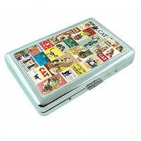 Metal Silver Cigarette Case Vintage Poster D-010 Vintage Cats Decorative Decoupage