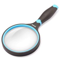 Dicfeos Shatterproof 3X Magnifying Glass for Reading and Hobbies, 100mm Non-Scratch Glass Lens, Thickened Rubbery Frame, 8.4oz Lightweight, Perfect for Seniors & Kids