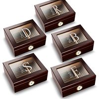Personalized Mahogany Trinidad Glass Top Humidors - Set of 5 Humidors for Groomsmen - Modern