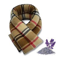 Sunny Bay Heated Neck Wrap, Lavender Scented, Extra Long, Neck Pain Relief, Moist Heat, Microwavable, London Plaid Camel