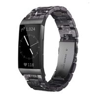 Ayeger Resin Band Compatible with Fitbit Charge 3/3 SE,Women Men Resin Accessory Black Buckle Band Wristband Strap Blacelet for Fitbit Charge 3/3 SE Smart Watch Fitness(Black)