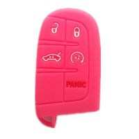 KEMANI Silicone Case Protect Holder Cover For Jeep Chrysler Fiat Remote Smart Key 5 Buttons (No key) (Pink)