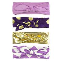 Allydrew Girls Adjustable Bow Headband (set of 4), Purple & Gold