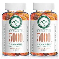 (2-Pack) Organic Hemp Chewy Bears - 5000MG - Active Joint & Muscle Relief, Better Sleep, Sweet & Sour, Infused with Colorado Grown Hemp, Rich in Omega 3-6-9 & Vitamin E, Non-GMO, Vegan.
