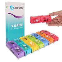 Anpole Weekly Pill Organizer Arthritis Friendly(Twice-A-Day), BPA Free Travel 7 Day Pill Box Case with Spring Open Design and Large Compartment to Hold Vitamins, Cod Liver Oil, Supplements and Medic.