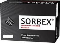 Sorbex Activated Charcoal 20 Capsules Poisoning Diarrhea Detox Bloating