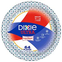 Dixie Ultra Paper Plates, 64 Count, Dinner Size, 10 1/16" Inch Printed Disposable Plates