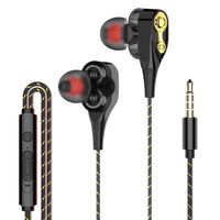 Purcon Dual Moving Coil Wired in-Ear Earphone Heavy Stereo Headphones with Mic Headphones