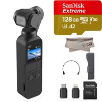 2019 DJI Osmo Pocket Handheld 3 Axis Gimbal with Integrated Camera, Comes 128GB Extreme Micro SD, Attachable to Smartphone, Android, iPhone