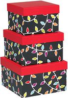 Rustic Pearl Collection Christmas Nested Gift Boxes with Lids, Set/3 - Colorful Christmas Lights